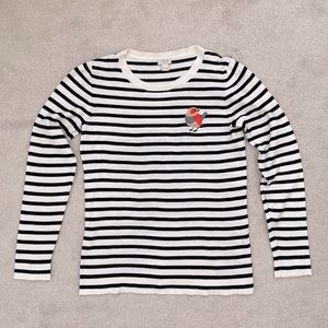 J.Crew Embroidered Bird Striped Sweater